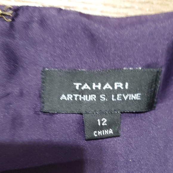 Tahari A-Line Sleeveless Midi Dress in Purple and Pink - Picture 2 of 9